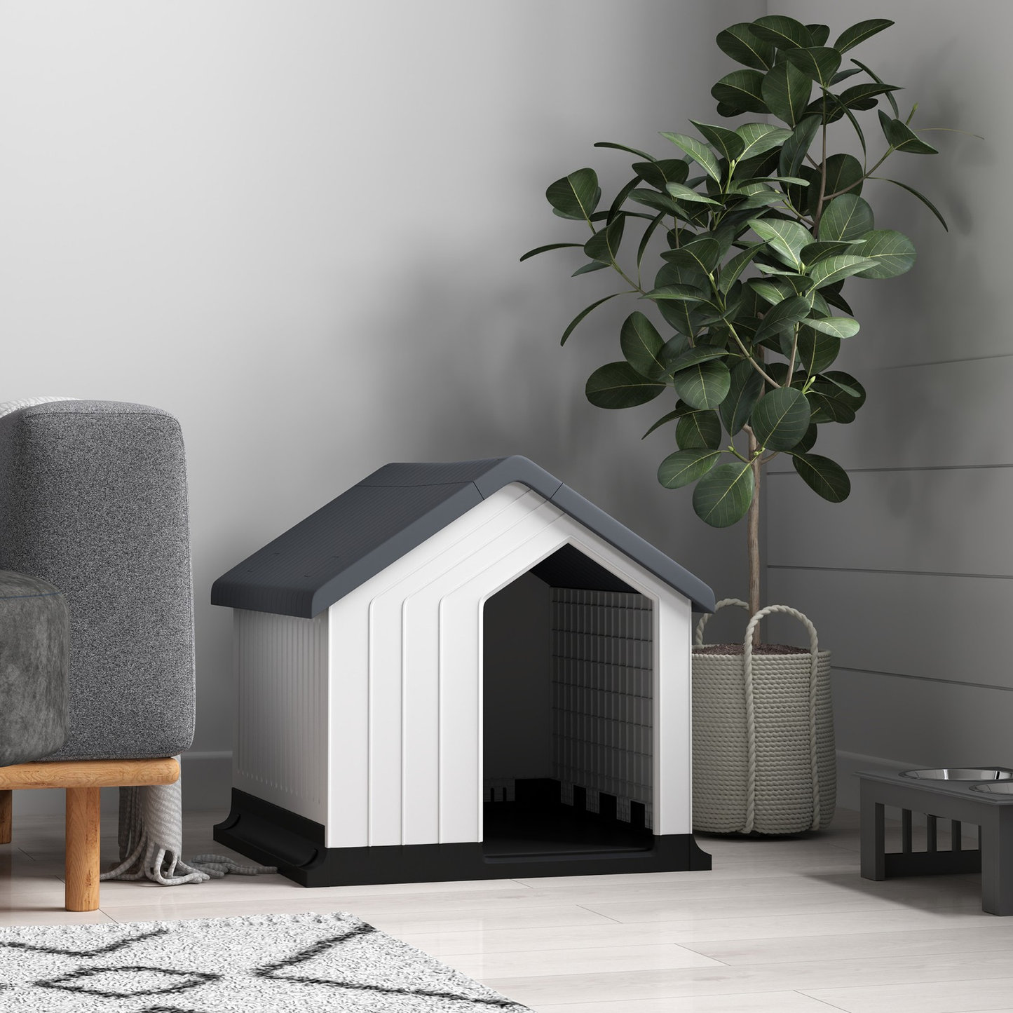 PawHut Hundehütte für draußen mit Asphaltdach