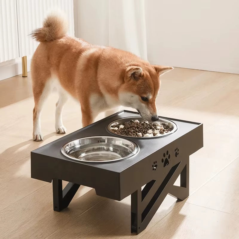 Adjustable Raised Double Bowl Feeder