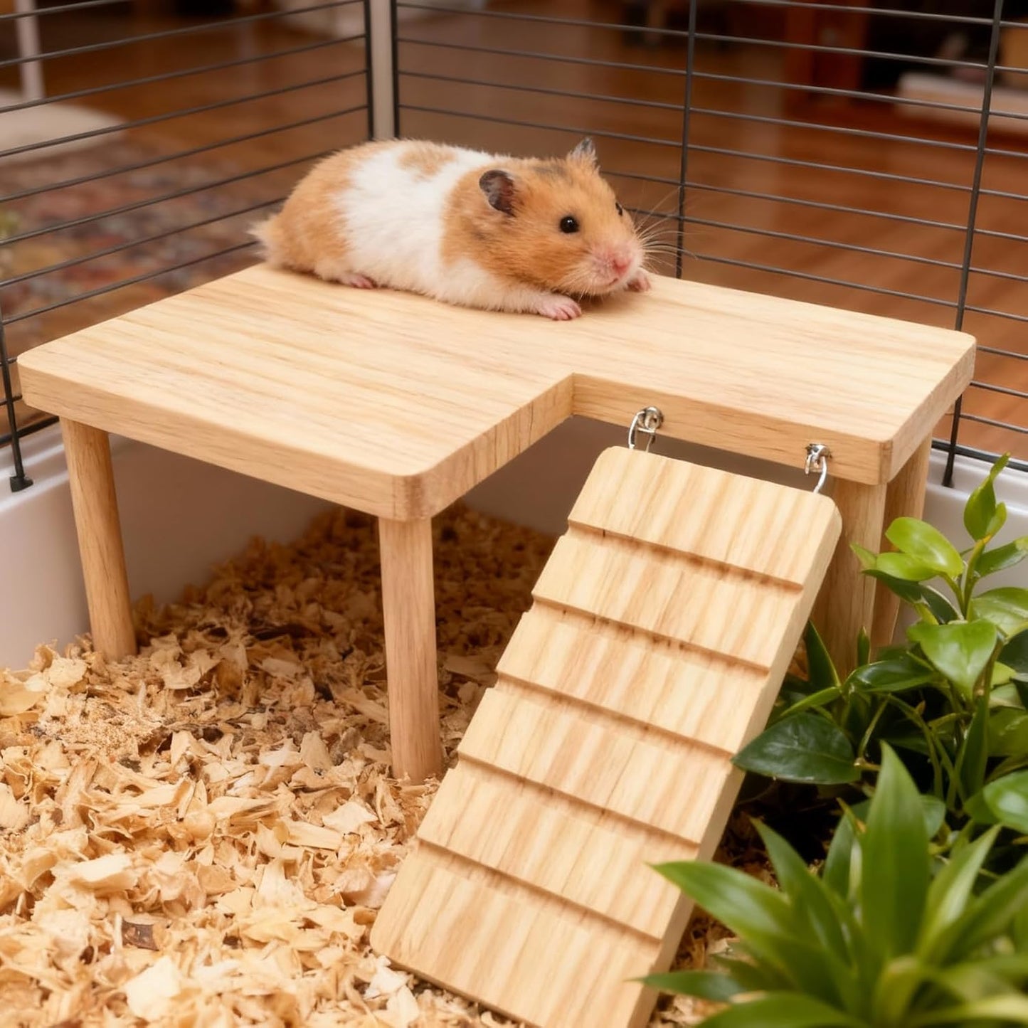 Wooden Hamster Platform with Ladder