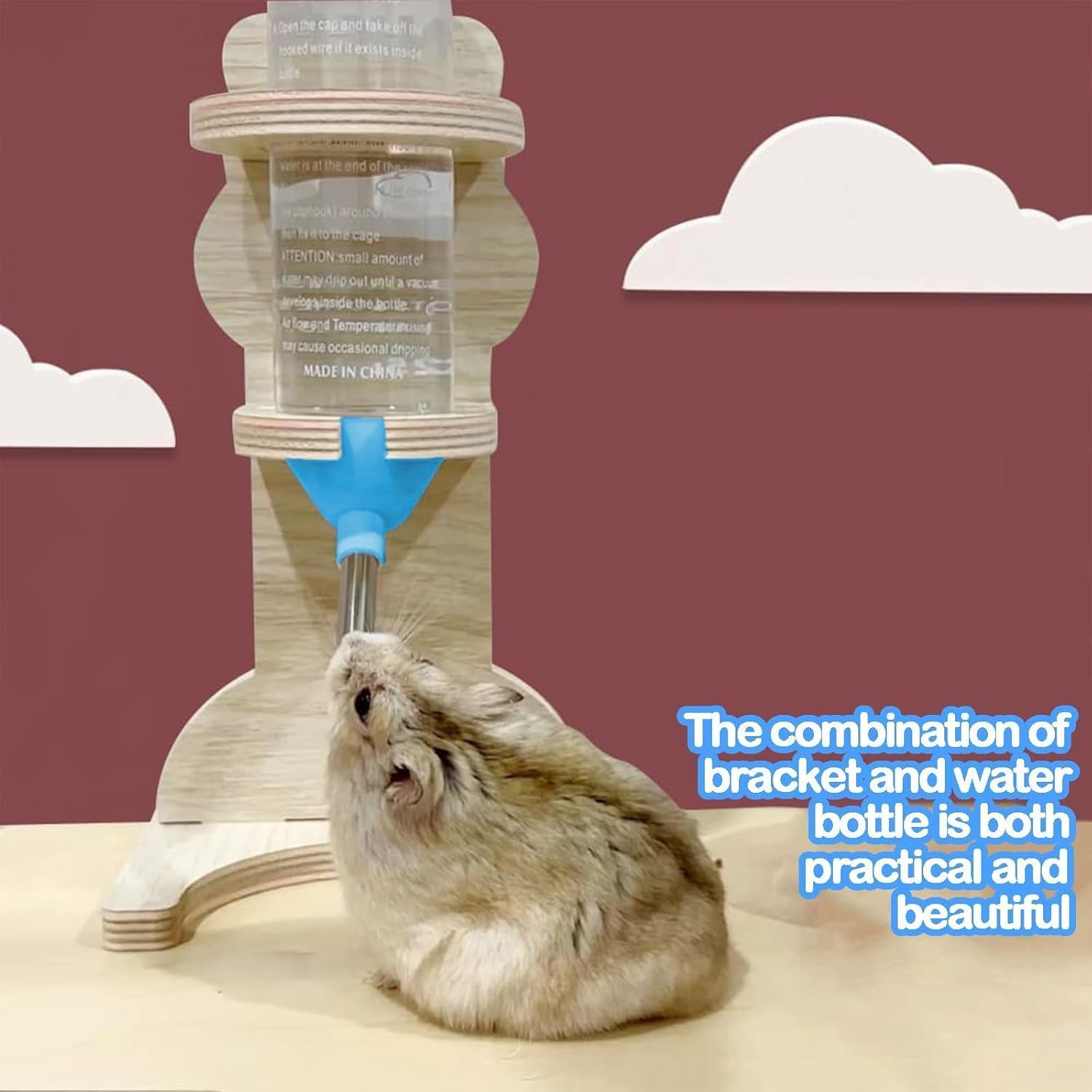 125 ml Hamster Water Bottle with Wooden Holder