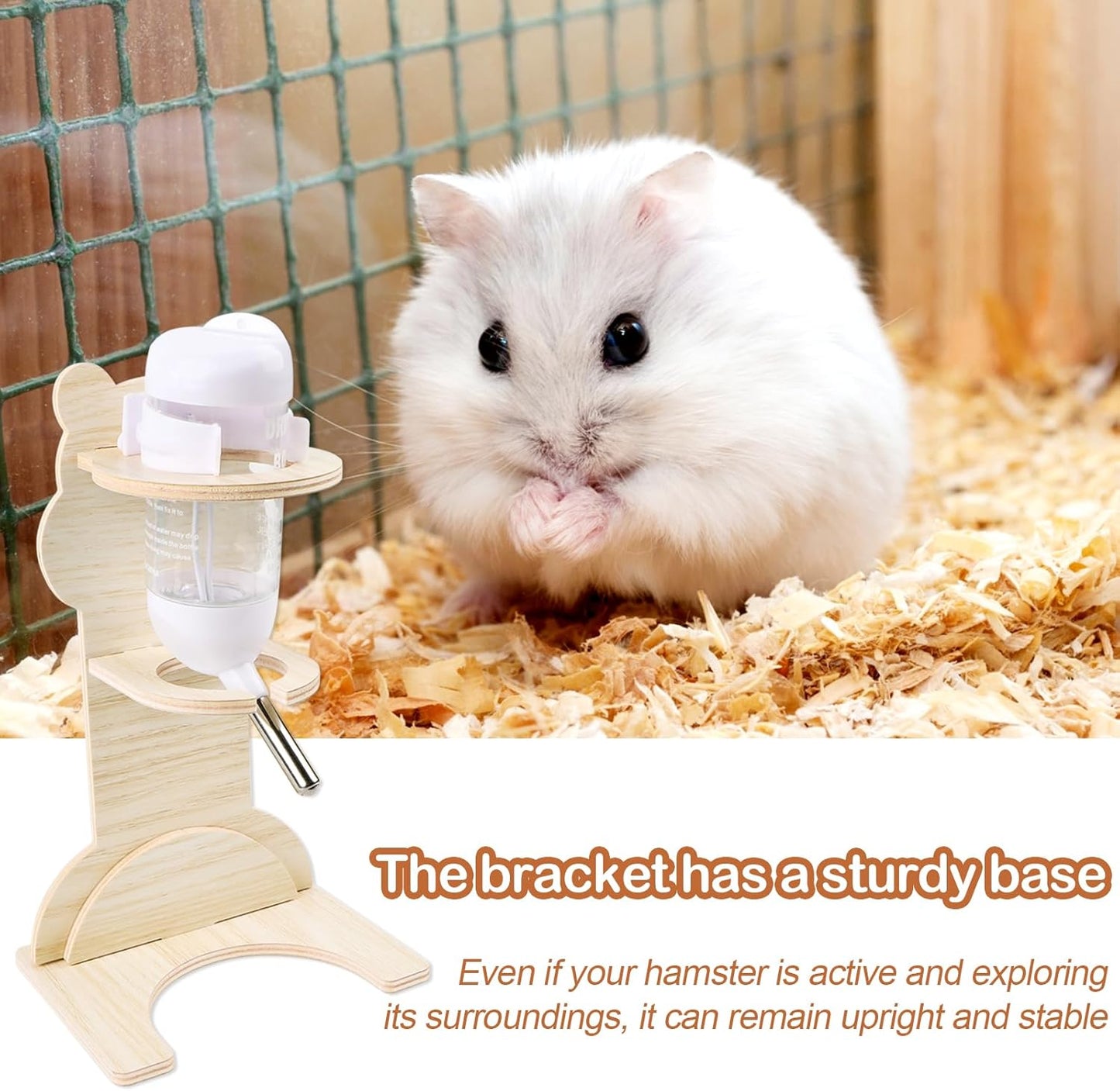 Hamster Water Bottle with Wooden Stand 125 ml