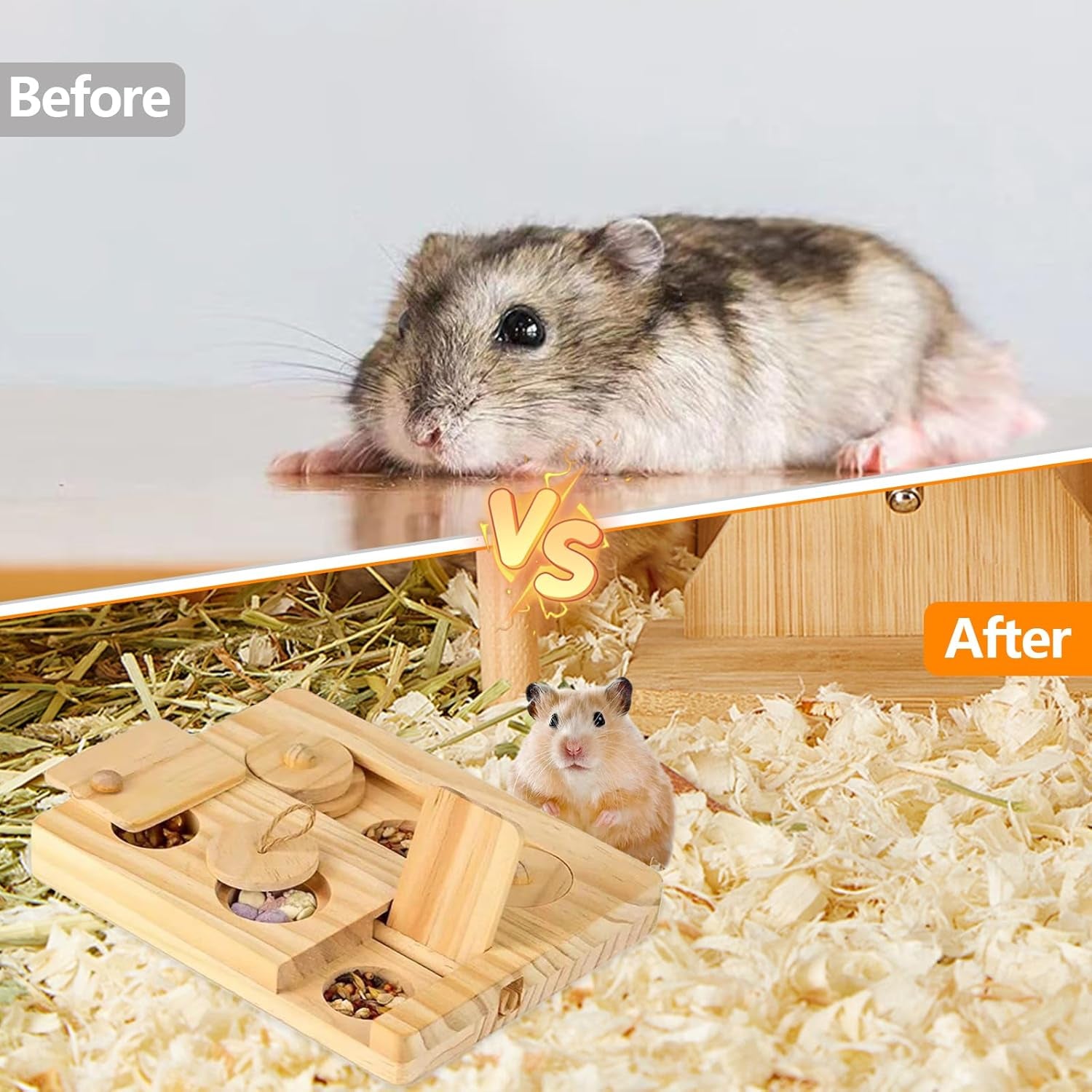 6-in-1 Wooden Foraging Toy for Small Animals