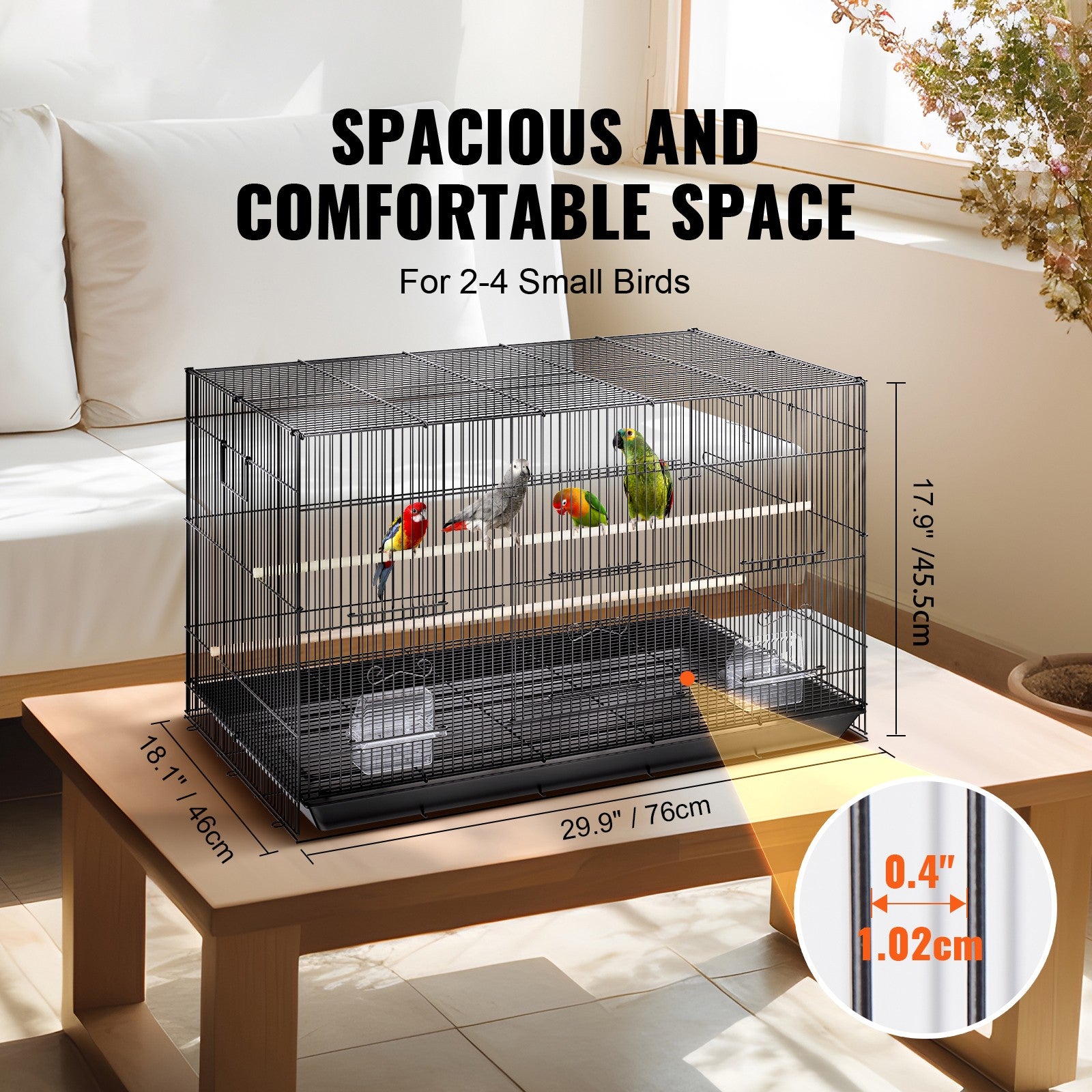 Spacious Bird Aviary Cage 76 x 46 x 45 cm