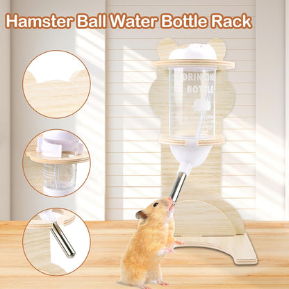 Hamster Water Bottle with Wooden Stand 125 ml