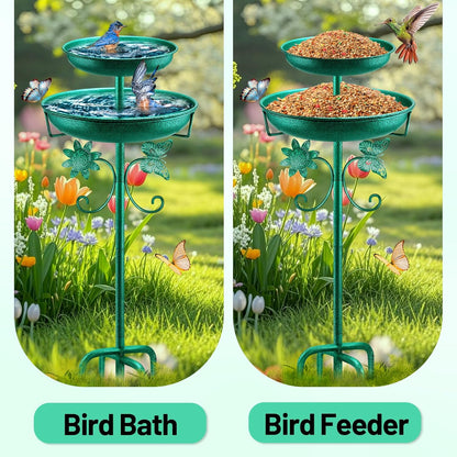 2-in-1 Metal Bird Bath and Feeder