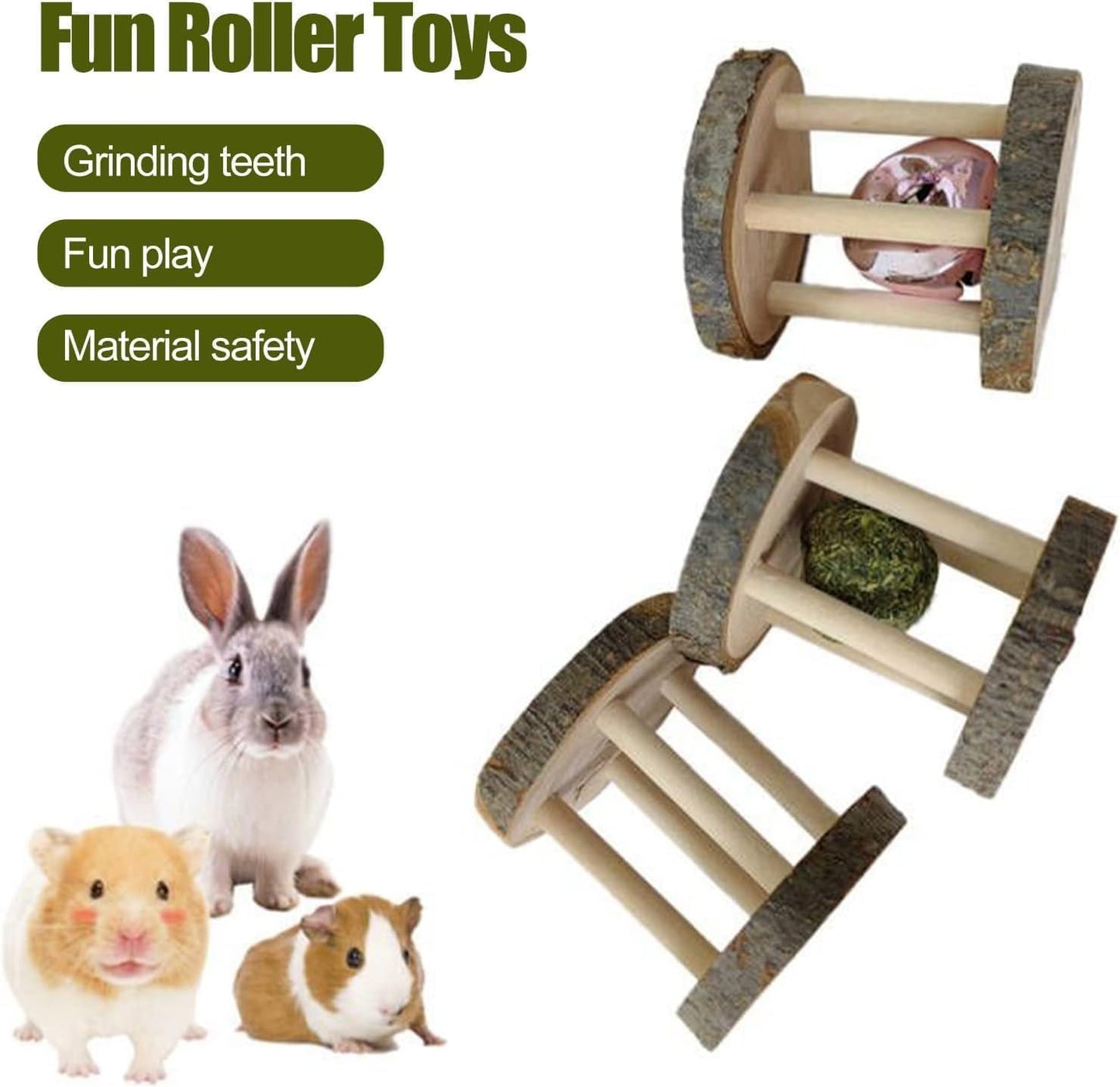 Natural Wooden Chew Ball for Small Pets