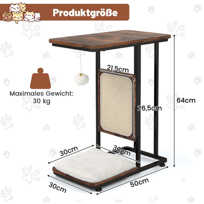 4-in-1 Katzenbeistelltisch mit Kratzbrett