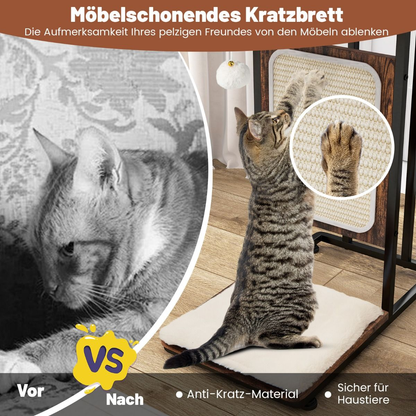 4-in-1 Katzenbeistelltisch mit Kratzbrett