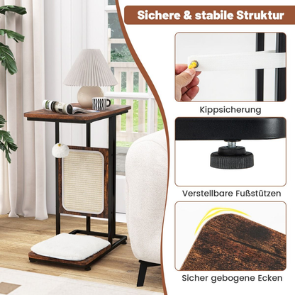 4-in-1 Katzenbeistelltisch mit Kratzbrett
