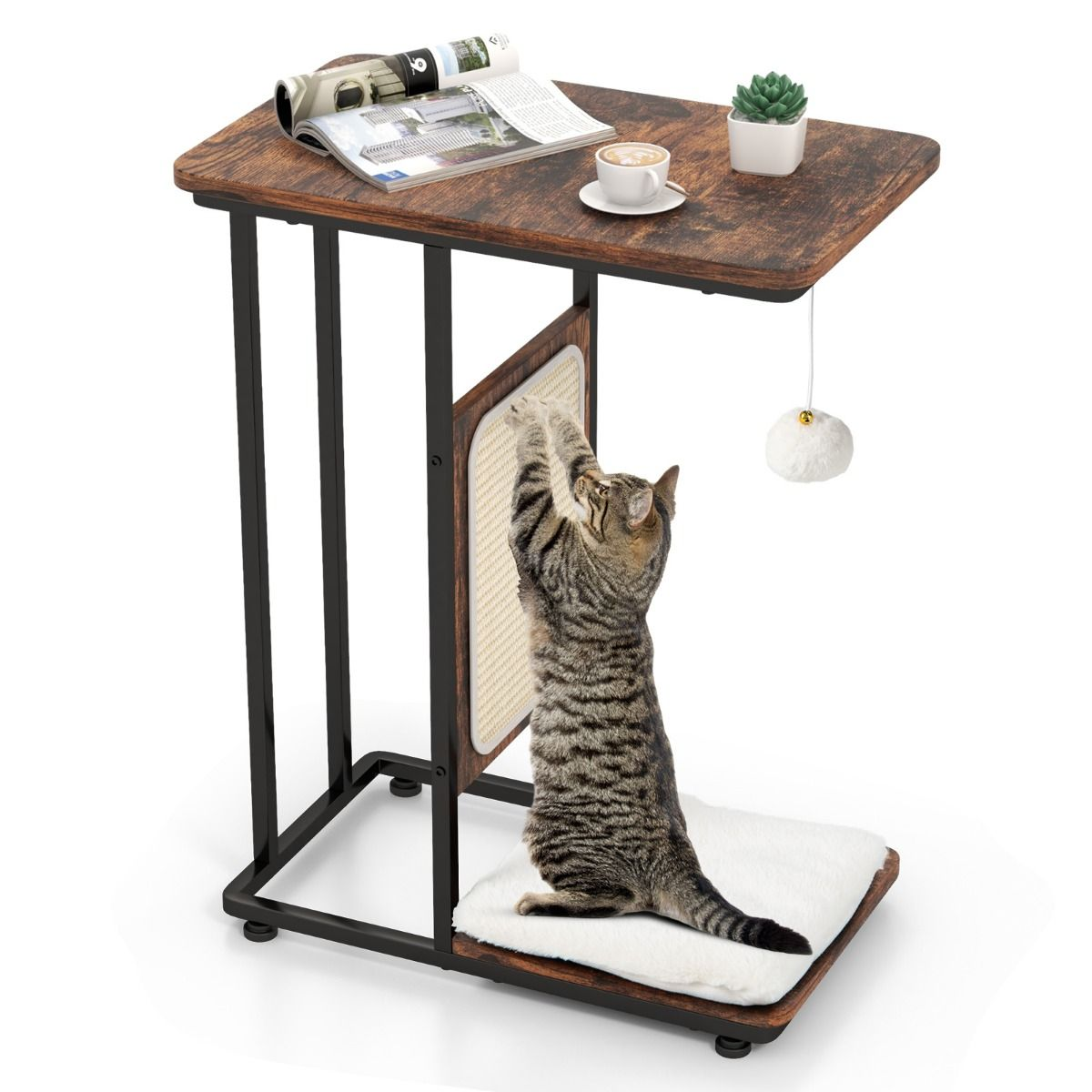 4-in-1 Katzenbeistelltisch mit Kratzbrett