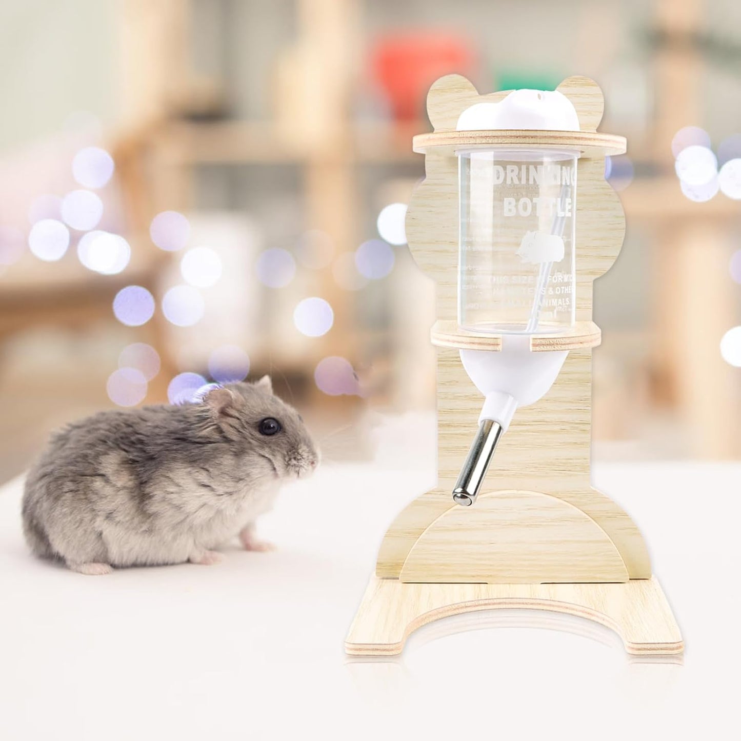 Hamster Water Bottle with Wooden Stand 125 ml