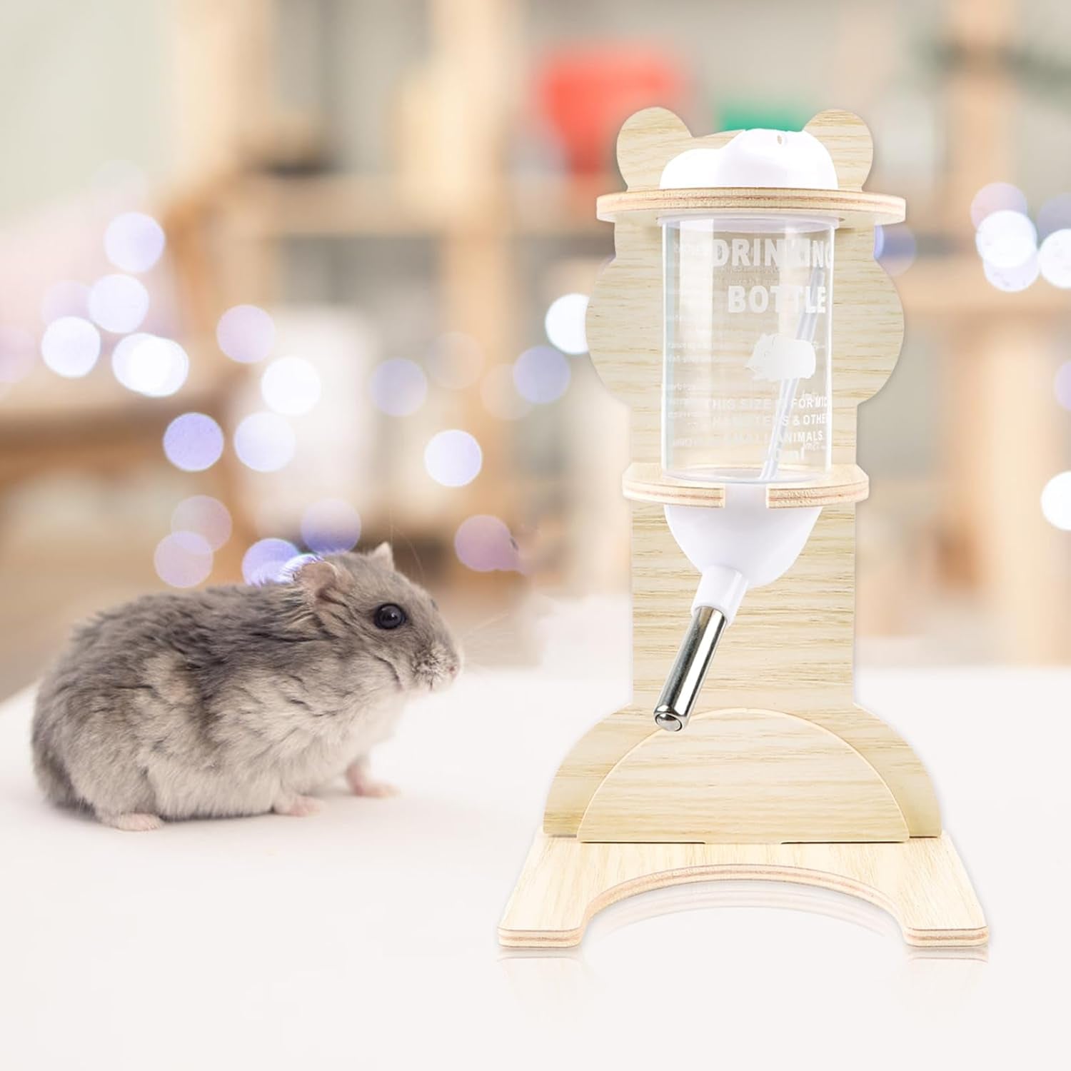 Hamster Water Bottle with Wooden Stand 125 ml