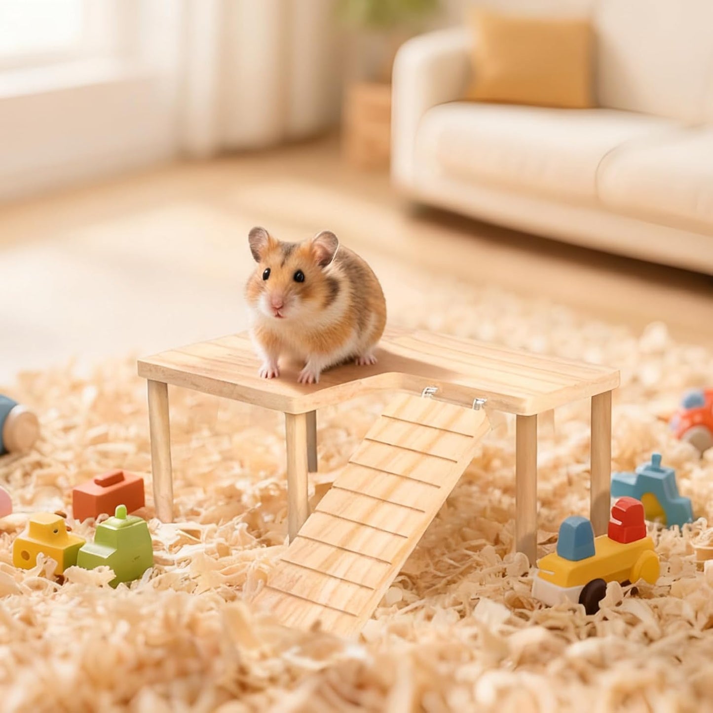 L-Shaped Wooden Small Animal Climbing Platform