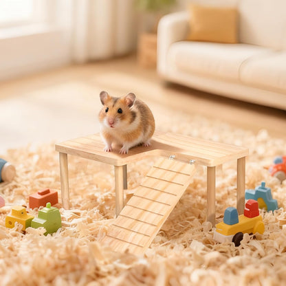 L-Shaped Wooden Small Animal Climbing Platform