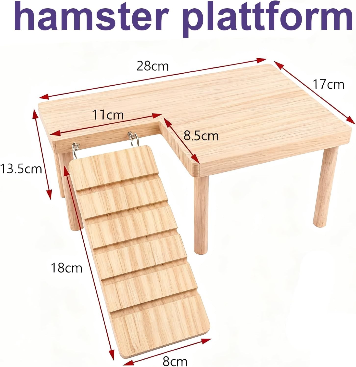Wooden Hamster Platform with Ladder