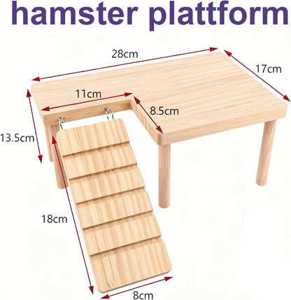 Wooden Hamster Platform with Ladder