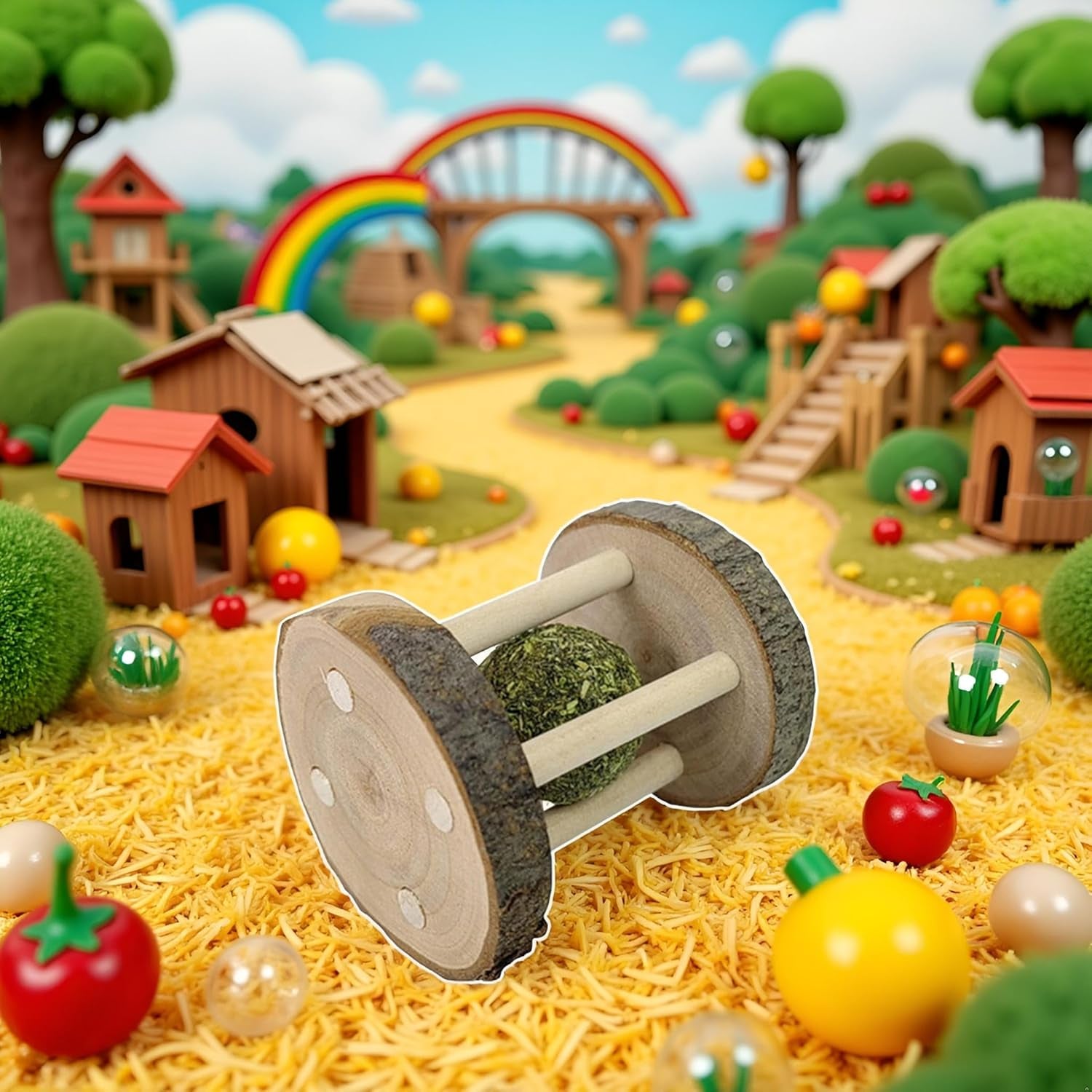 Natural Wooden Chew Ball for Small Pets