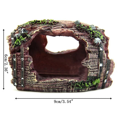 Resin Barrel Cave Aquarium Ornament