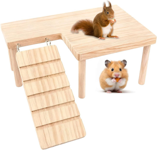 L-Shaped Wooden Small Animal Climbing Platform
