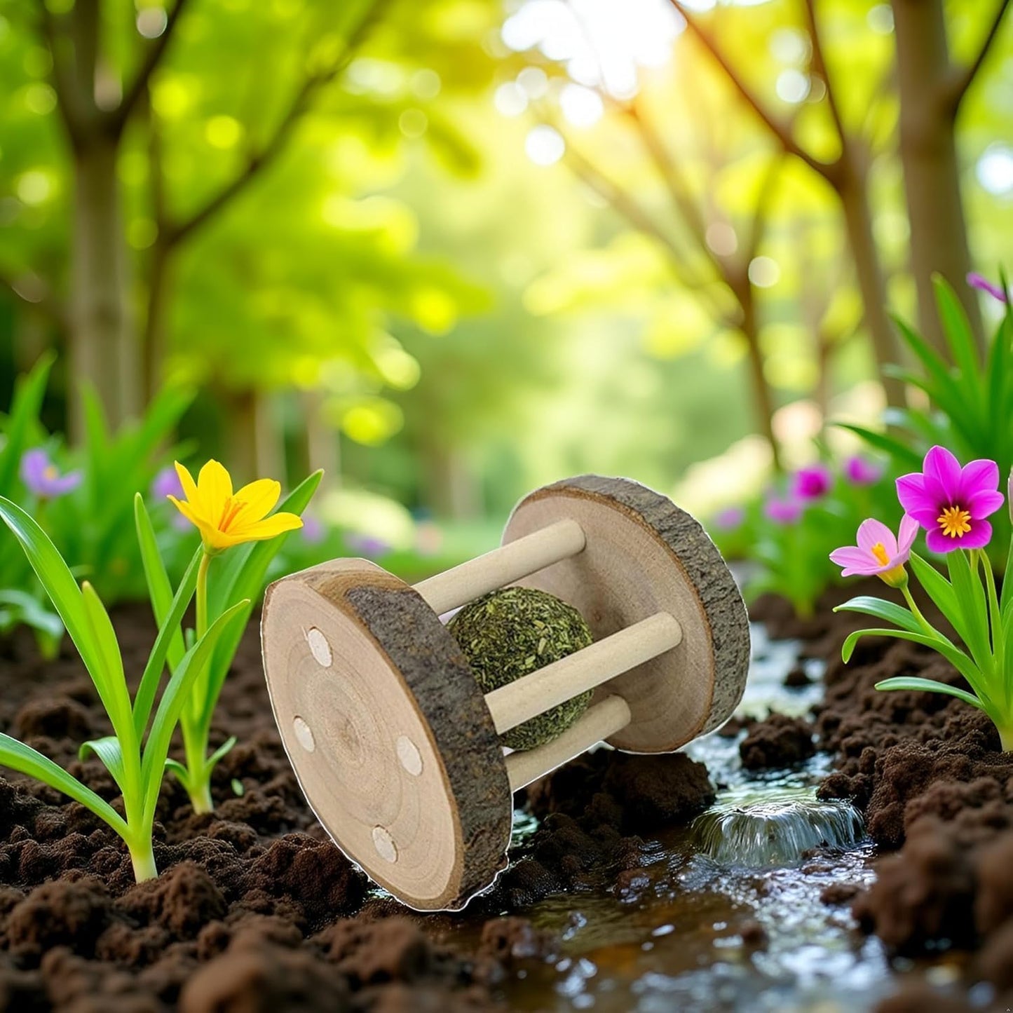 Natural Wooden Chew Ball for Small Pets
