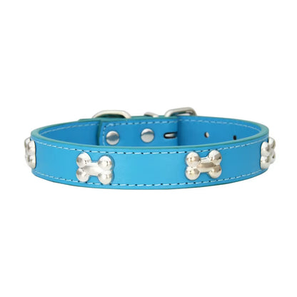 Leather Bone-Detail Pet Collar
