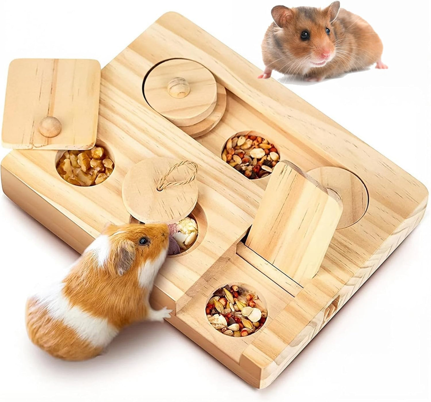 6-in-1 Wooden Foraging Toy for Small Animals