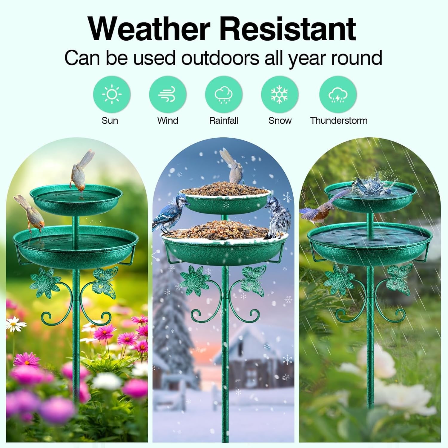 2-in-1 Metal Bird Bath and Feeder