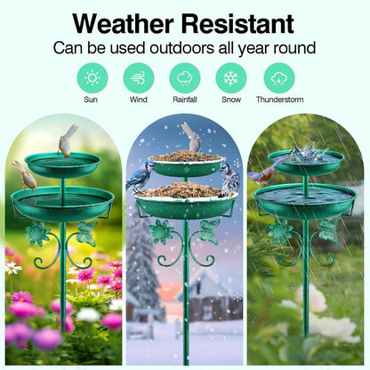 2-in-1 Metal Bird Bath and Feeder