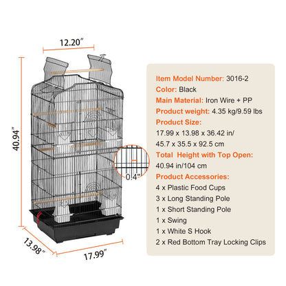 Black Bird Cage for Budgies