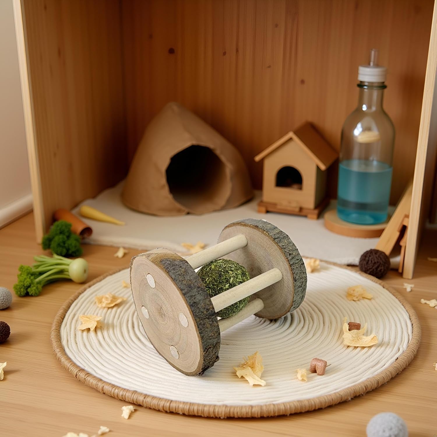 Natural Wooden Chew Ball for Small Pets