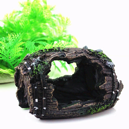 Resin Barrel Cave Aquarium Ornament
