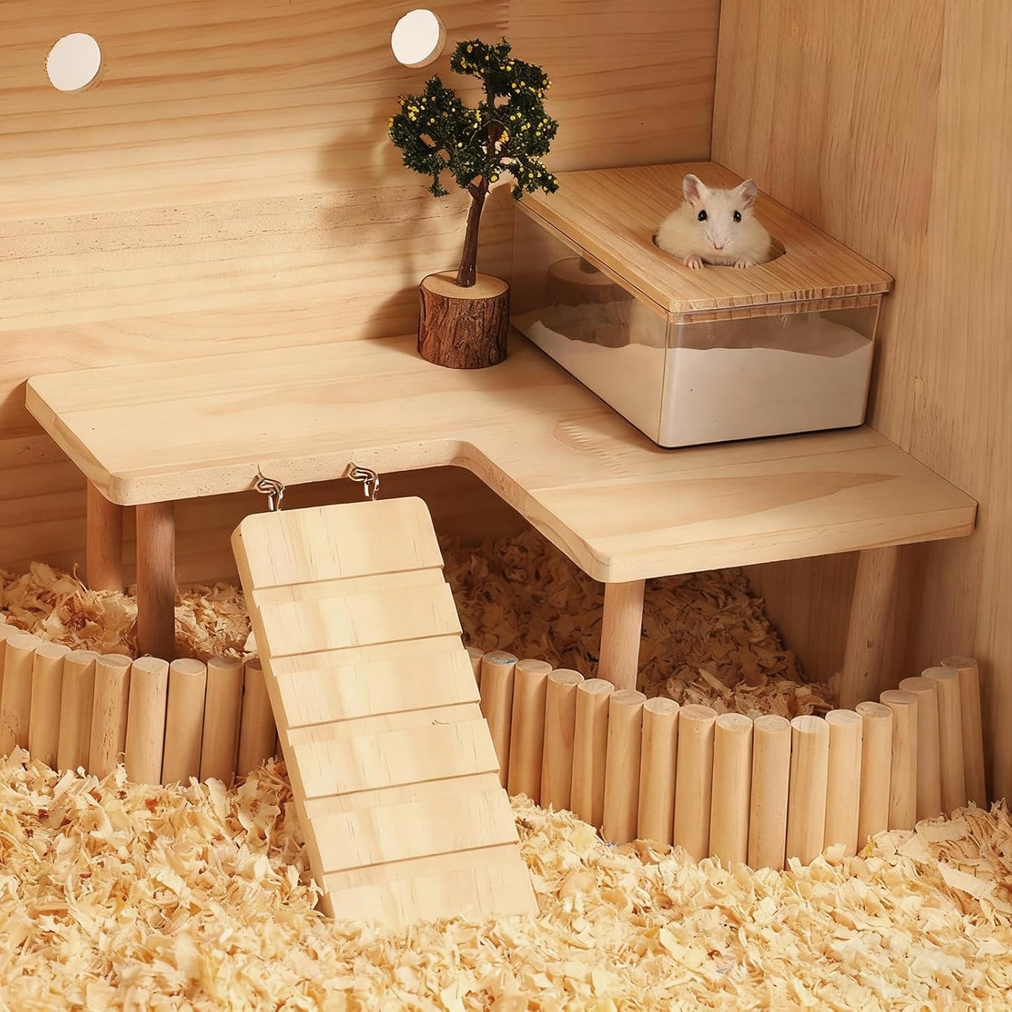 L-Shaped Wooden Small Animal Climbing Platform