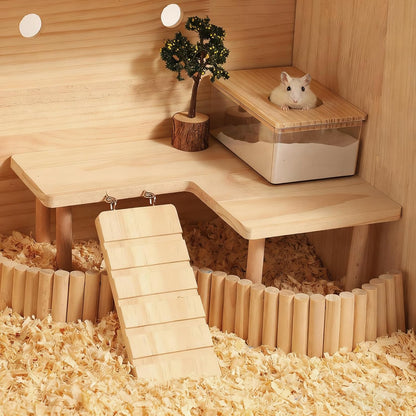 L-Shaped Wooden Small Animal Climbing Platform
