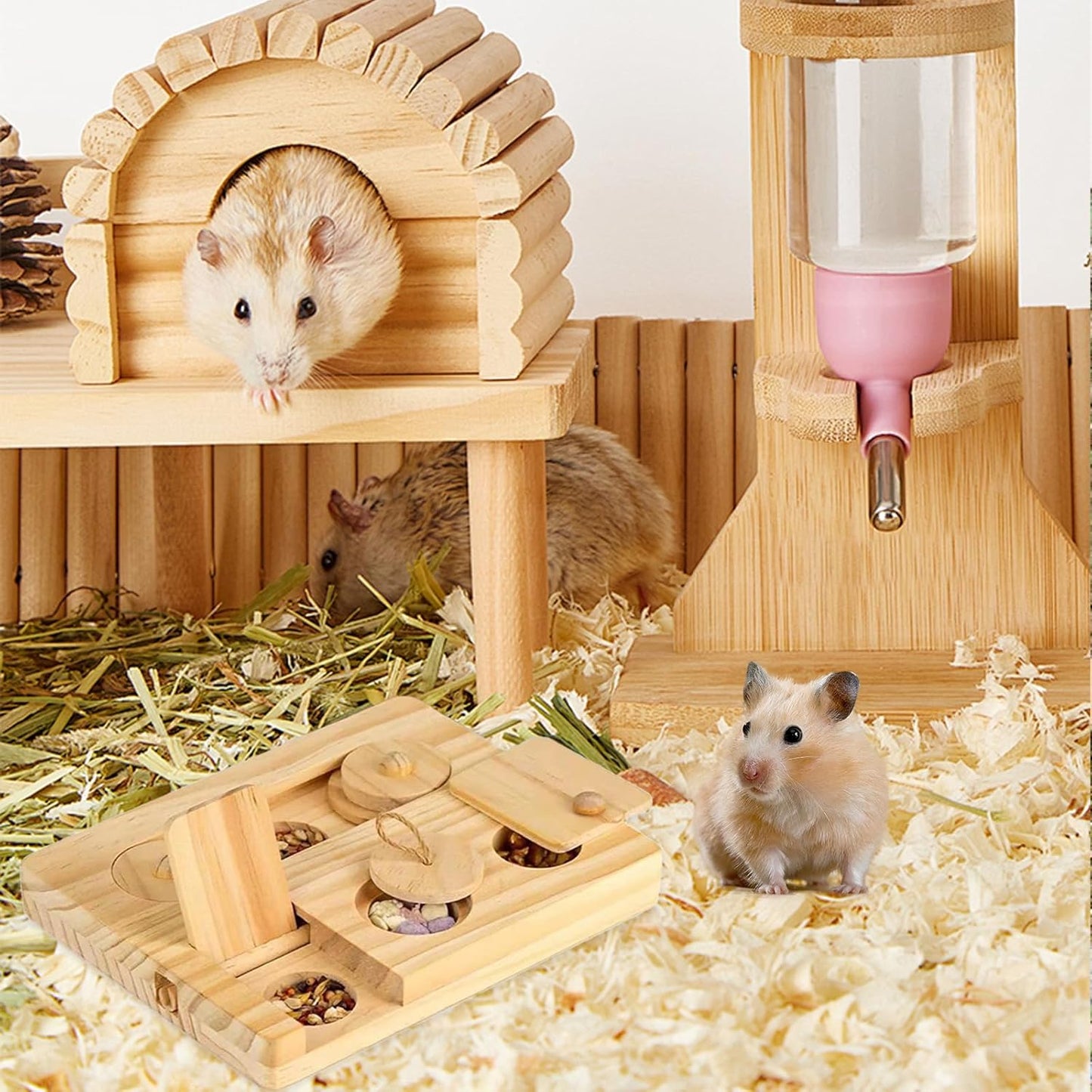6-in-1 Wooden Foraging Toy for Small Animals