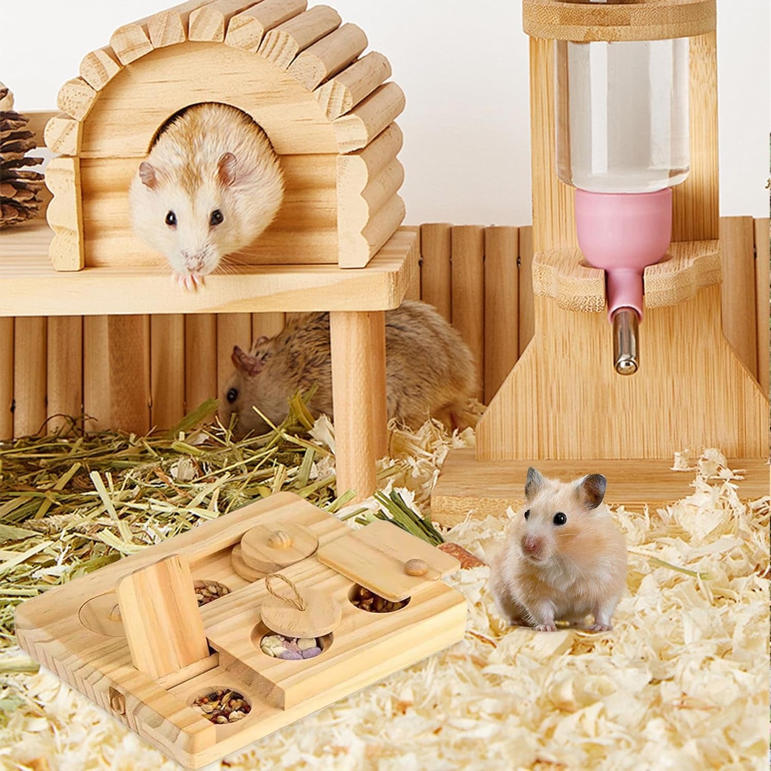 6-in-1 Wooden Foraging Toy for Small Animals