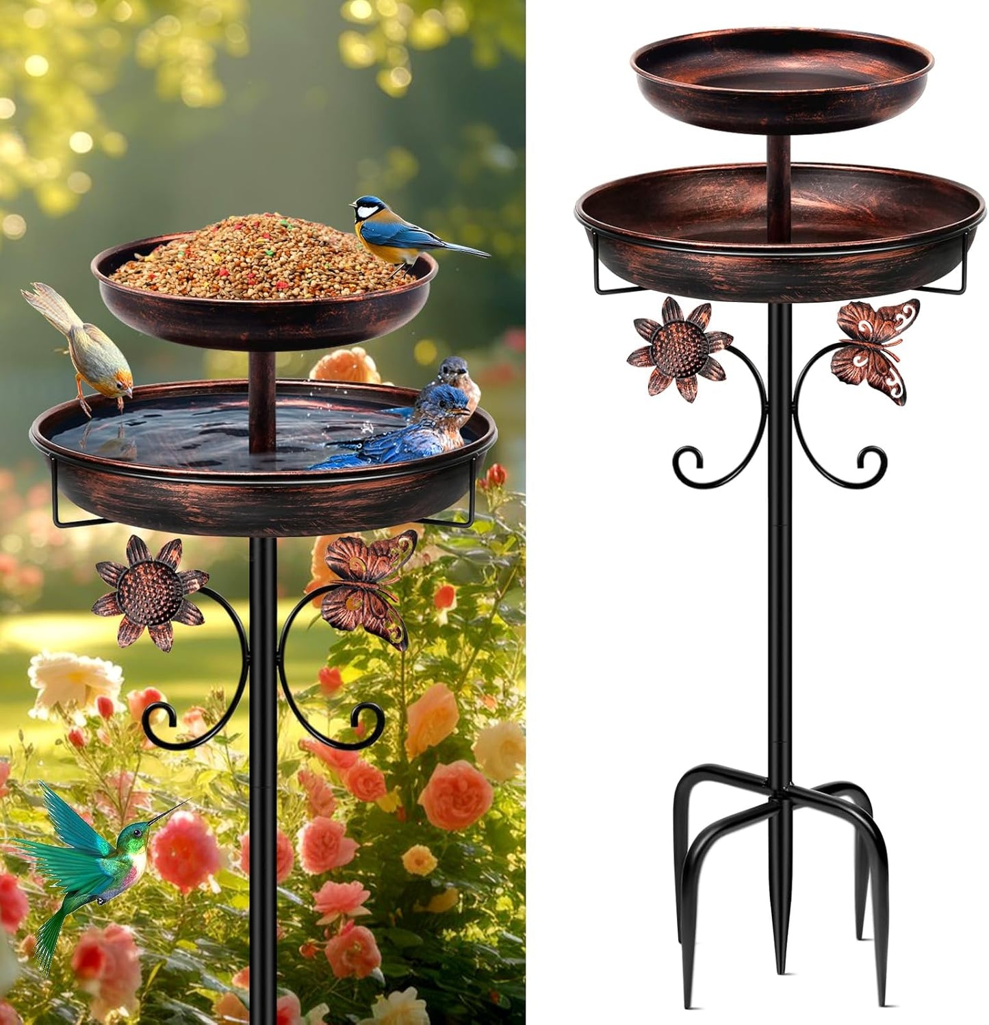 2-in-1 Metal Bird Bath and Feeder