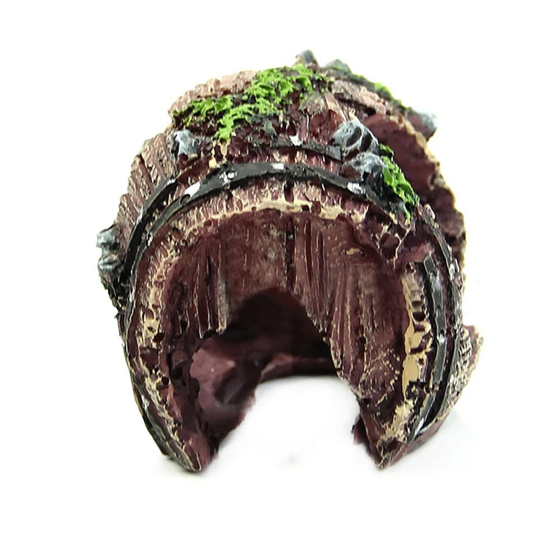 Resin Barrel Cave Aquarium Ornament