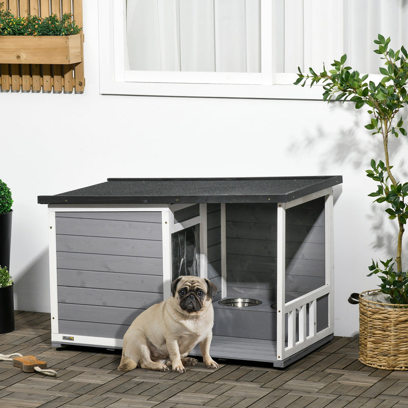 PawHut Outdoor Dog House with Bowls