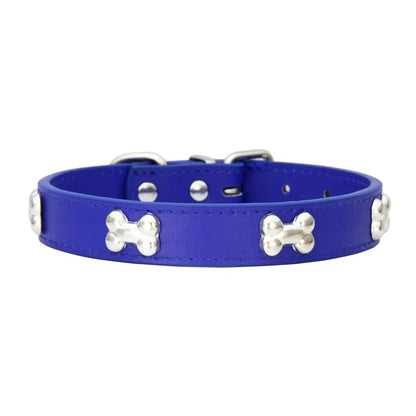 Leather Bone-Detail Pet Collar