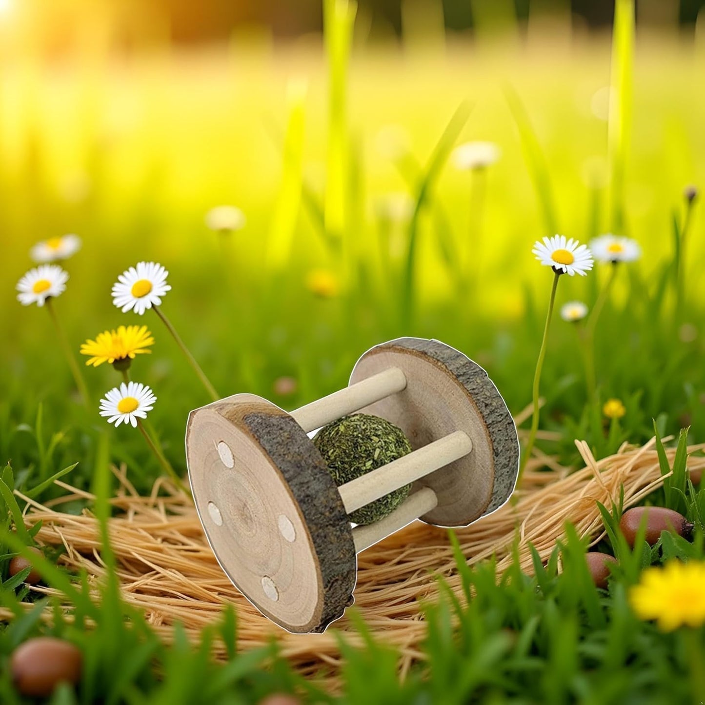 Natural Wooden Chew Ball for Small Pets