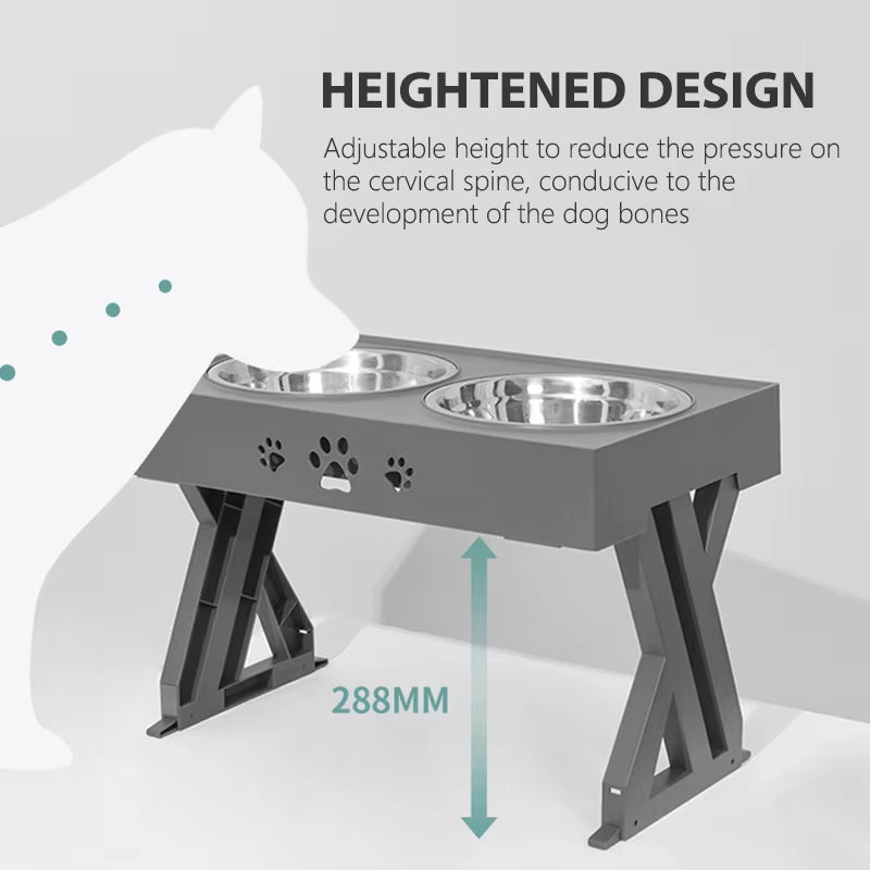 Adjustable Raised Double Bowl Feeder
