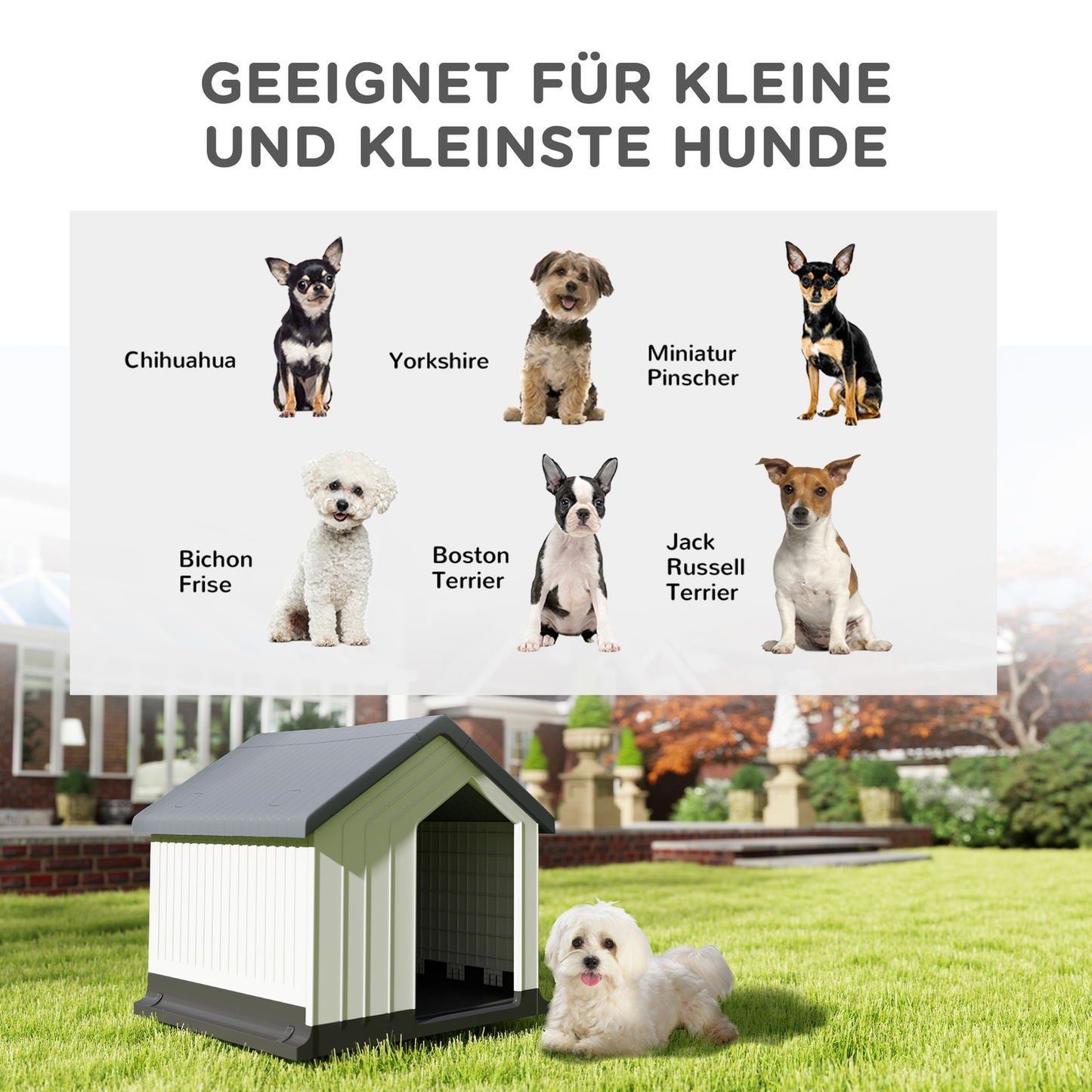 PawHut Hundehütte für draußen mit Asphaltdach