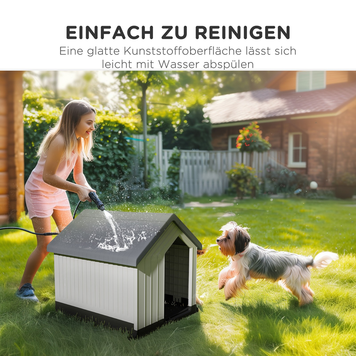 PawHut Hundehütte für draußen mit Asphaltdach