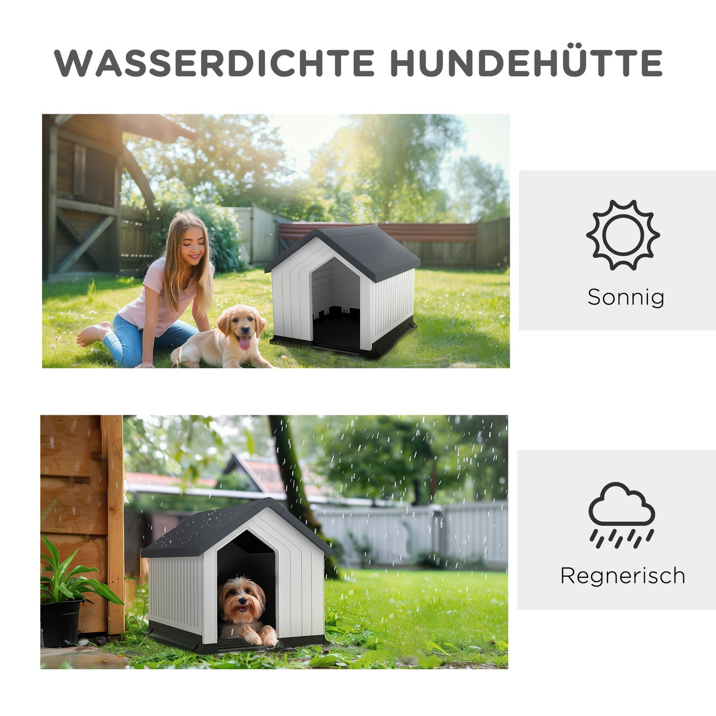 PawHut Hundehütte für draußen mit Asphaltdach