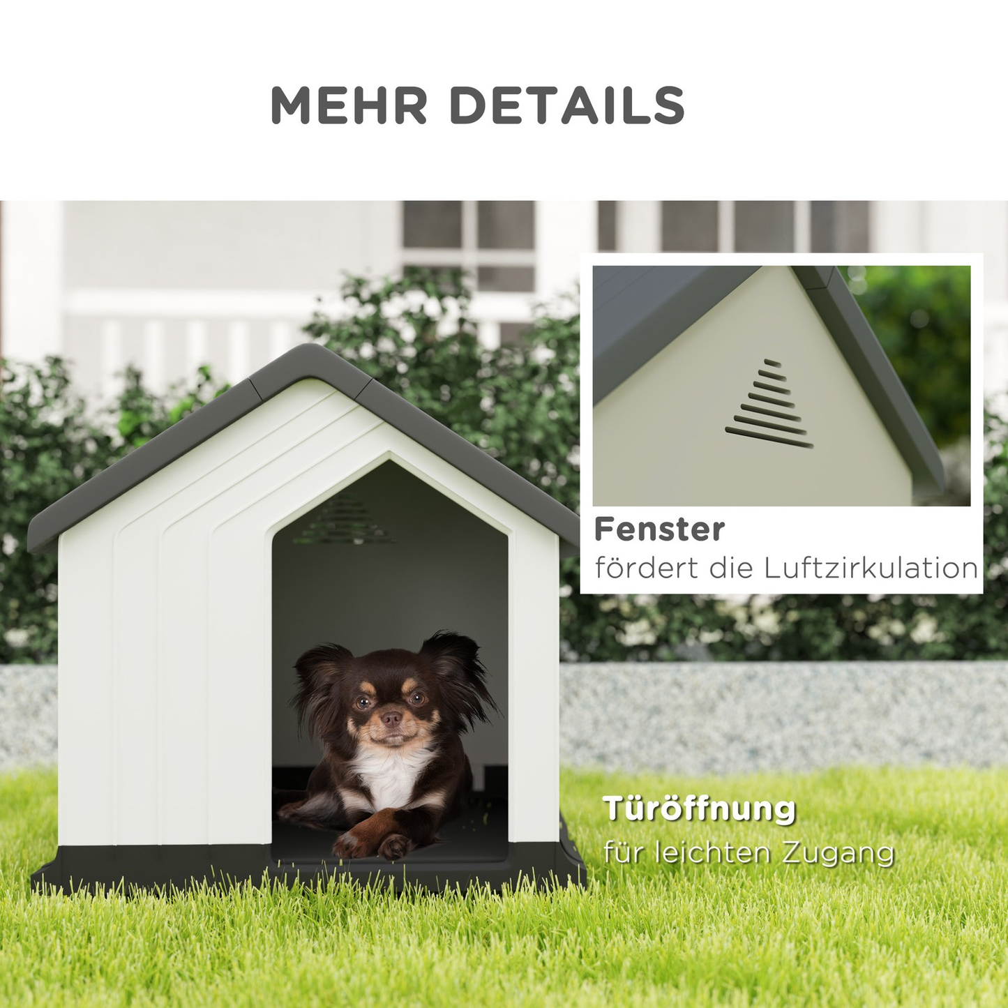 PawHut Hundehütte für draußen mit Asphaltdach