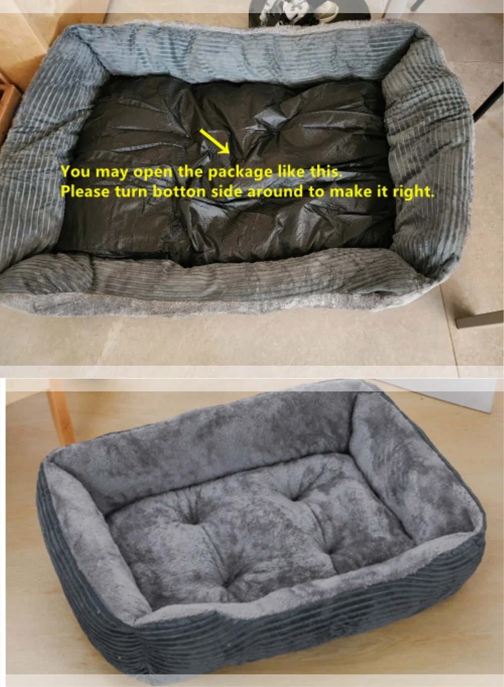 Eckiges Plüsch-Hundebett und Katzenbett