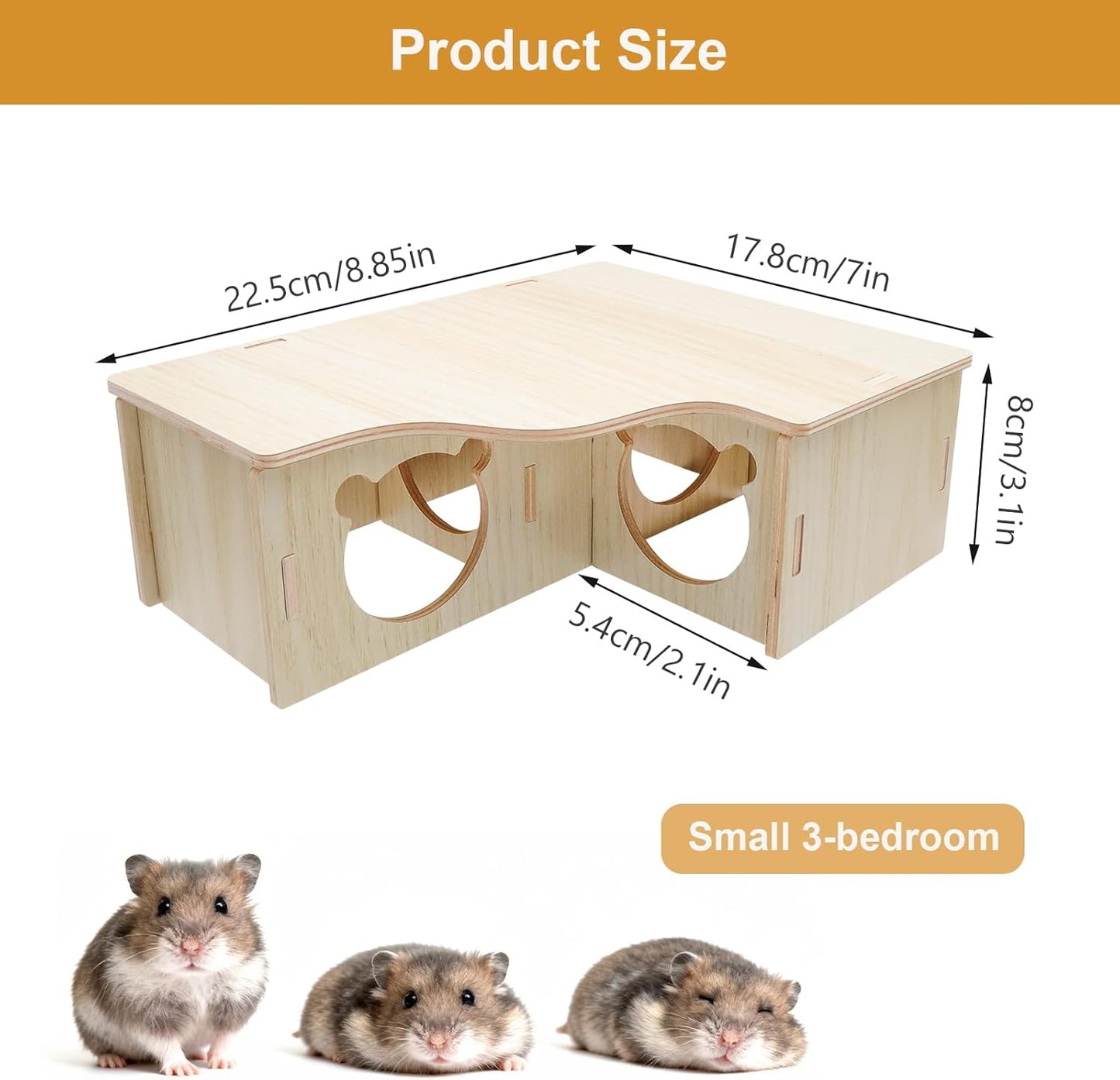 Natural Wood Multi-Chamber Hamster House