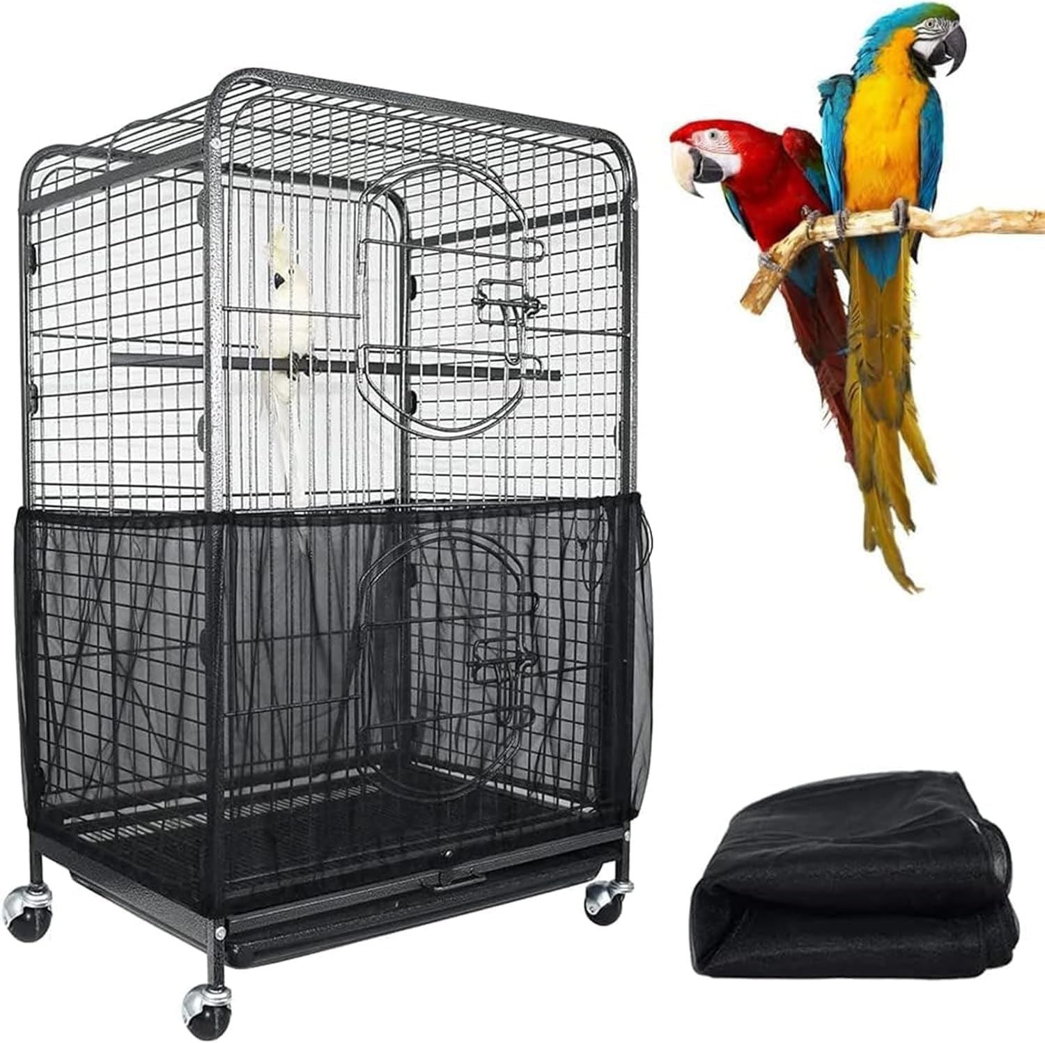 Adjustable Bird Cage Seed Guard Cover