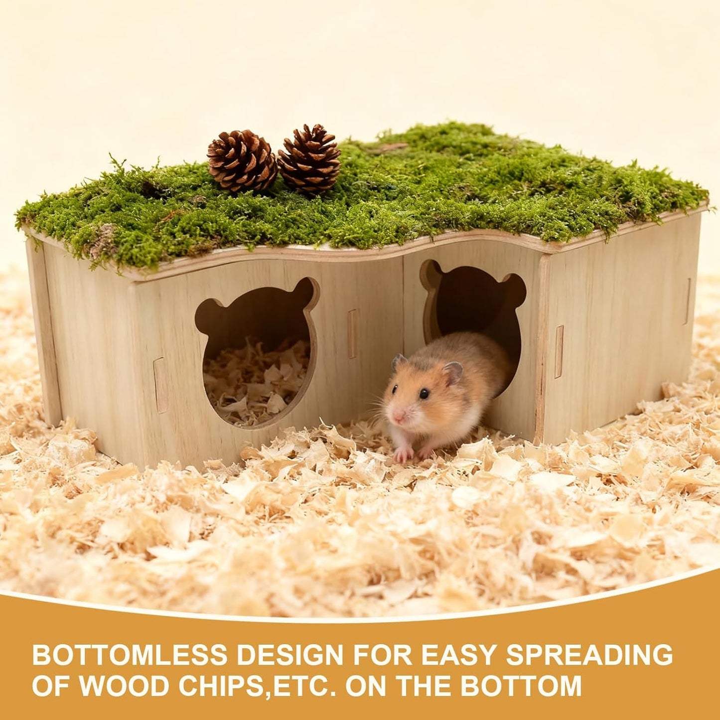 Natural Wood Multi-Chamber Hamster House