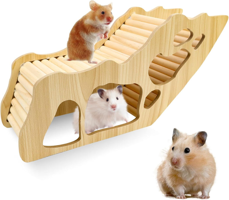 Wooden Hamster House with Ladder Roof